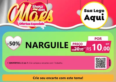 Modelo de Cartaz para Cartaz A4 Horizontal com o tema Show das Mães - Ofertas Especiais para Tabacaria