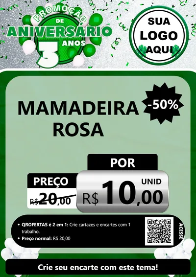 Modelo de Cartaz para Cartaz A4 Vertical com o tema Promoção de Aniversário - 3 Anos para Bebês