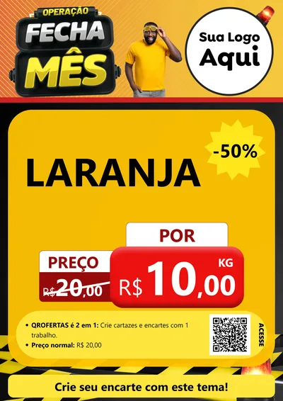 Modelo de Cartaz para Cartaz A4 Vertical com o tema Operação Fecha Mês para Hortifrúti