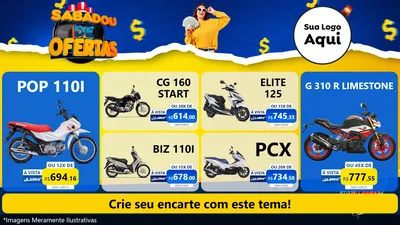 Modelo de TV para TV Horizontal com o tema Sabadou de Ofertas para Concessionaria de Motos