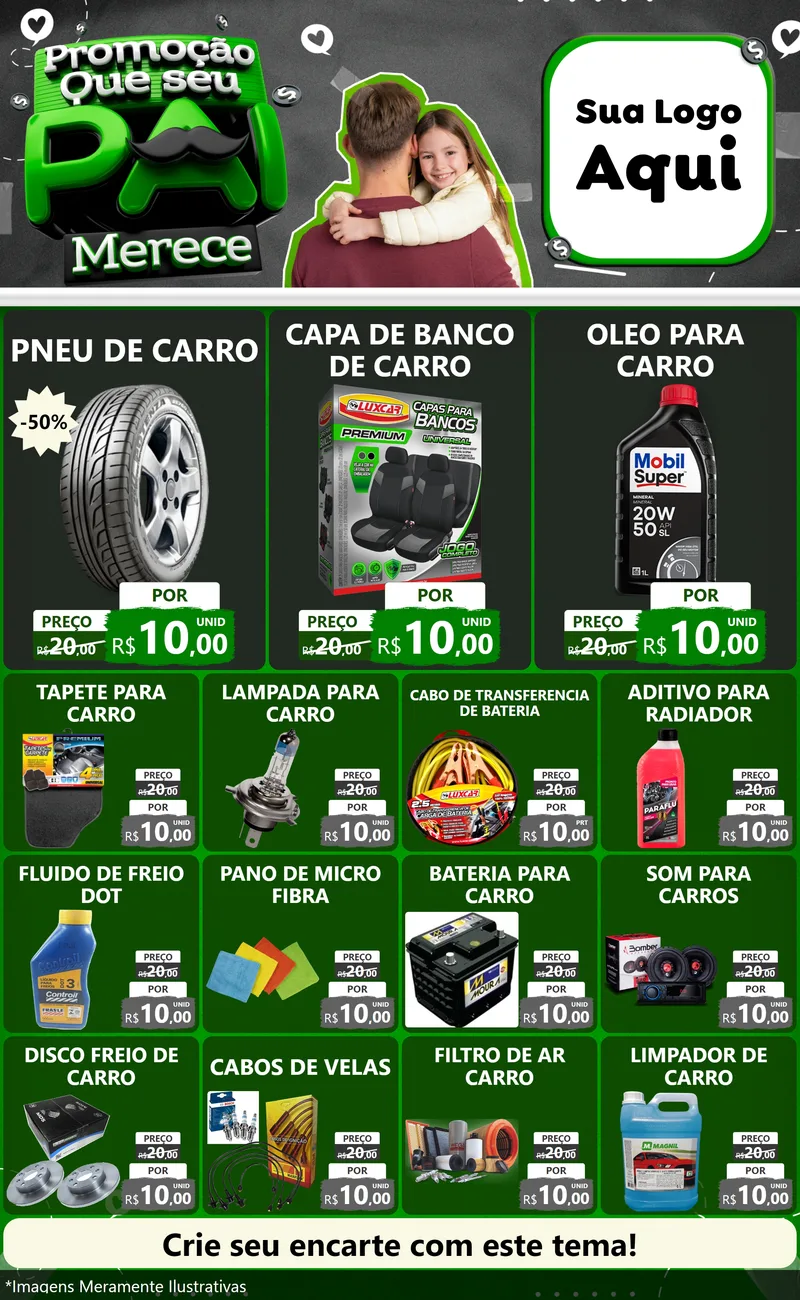 Modelo de Encarte para Encarte Grande com o tema Promoção Que seu Pai Merece para Auto peças