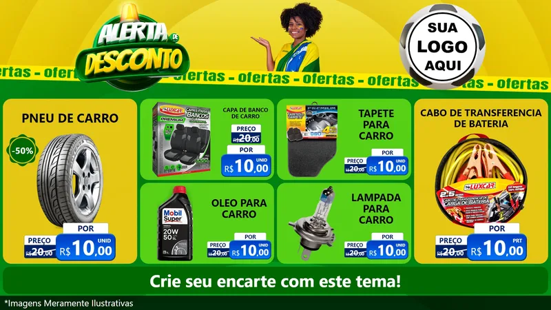 Modelo de TV para TV Horizontal com o tema Alerta de Desconto para Auto peças