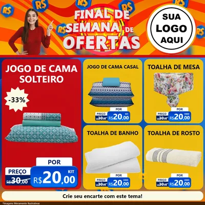 Modelo de Rede Social para Feed Facebook com o tema Final de Semana de Ofertas para Cama, Mesa e Banho