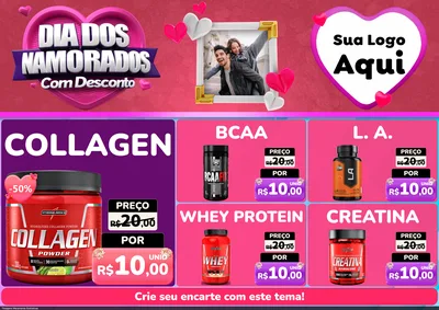 Modelo de Encarte para Encarte A4 Horizontal com o tema Dia Dos Namorados Com Desconto para Suplementos alimentares