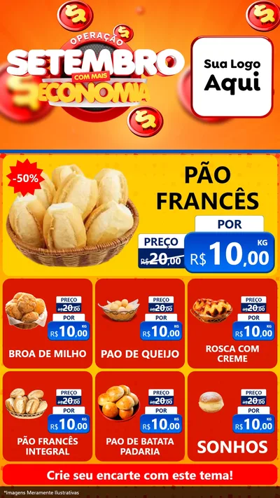 Modelo de Rede Social para Stories com o tema Operação Setembro Com Muita Economia para Padaria