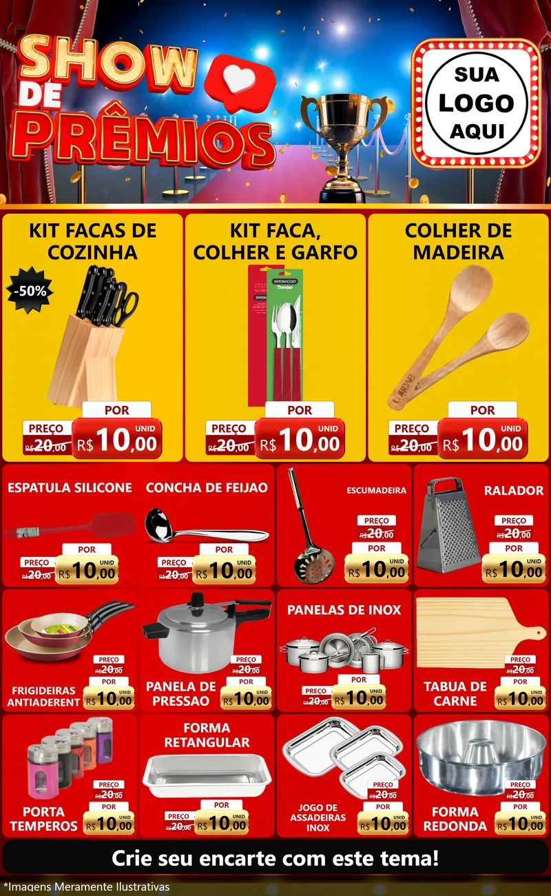 Modelo de Encarte para Encarte Grande com o tema Show de Prêmios para Utilidades Domésticas