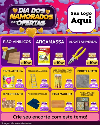 Modelo de Rede Social para Feed Instagram com o tema Dia Dos Namorados Com Ofertas para Material para Construção