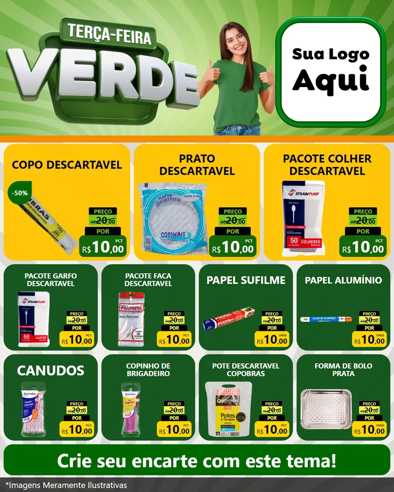 Modelo de Rede Social para Feed Instagram com o tema Terça - Feira Verde para Embalagens