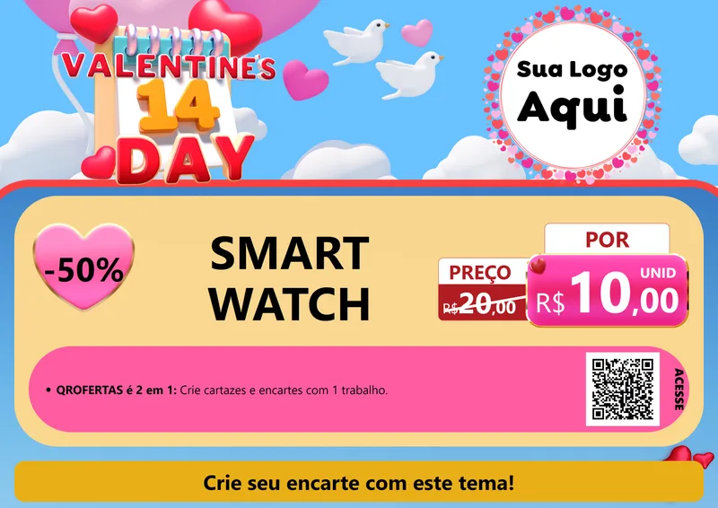 Modelo de Cartaz para Cartaz A4 Horizontal com o tema Valentine's Day para Informática