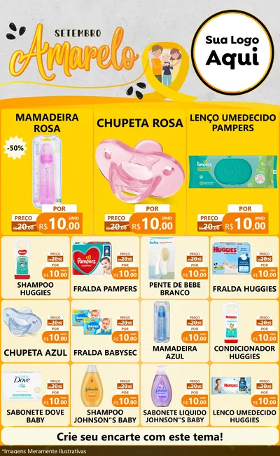 Modelo de Encarte para Encarte Grande com o tema Setembro Amarelo para Bebês