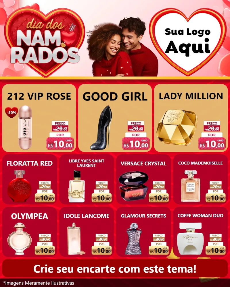 Modelo de Rede Social para Feed Instagram com o tema Dia dos Namorados para Perfumes