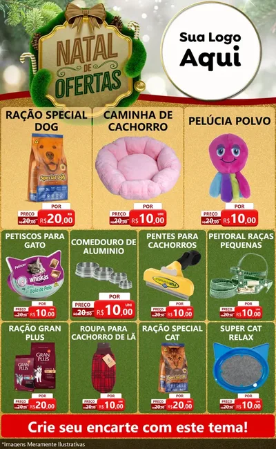 Modelo de Encarte para Encarte Grande com o tema Ofertas de Natal para Pet Shop
