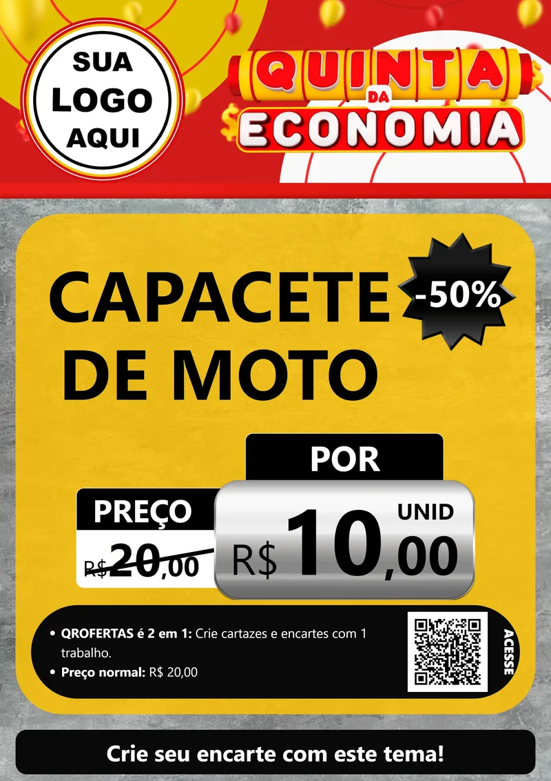 Modelo de Cartaz para Cartaz A4 Vertical com o tema Quinta da Economia para Moto peças