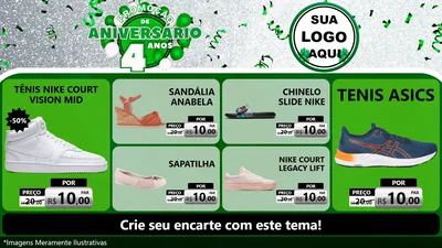 Modelo de TV para TV Horizontal com o tema Promoção de Aniversário - 4 Anos para Calçados