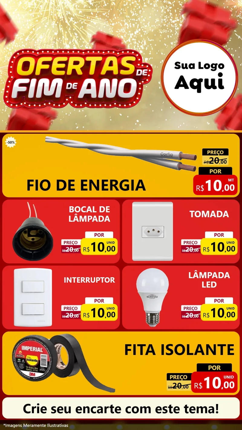 Modelo de TV para TV Vertical com o tema Ofertas de Fim de Ano para Materiais Elétricos