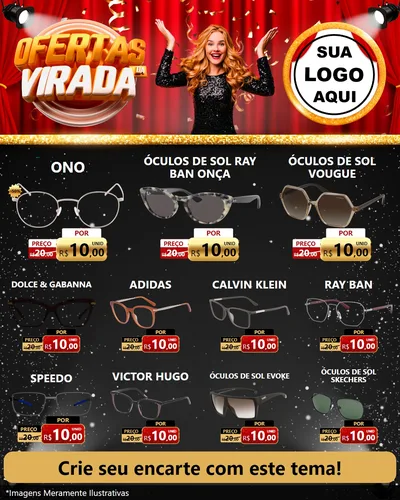 Modelo de Rede Social para Feed Instagram com o tema Ofertas da Virada para Óticas