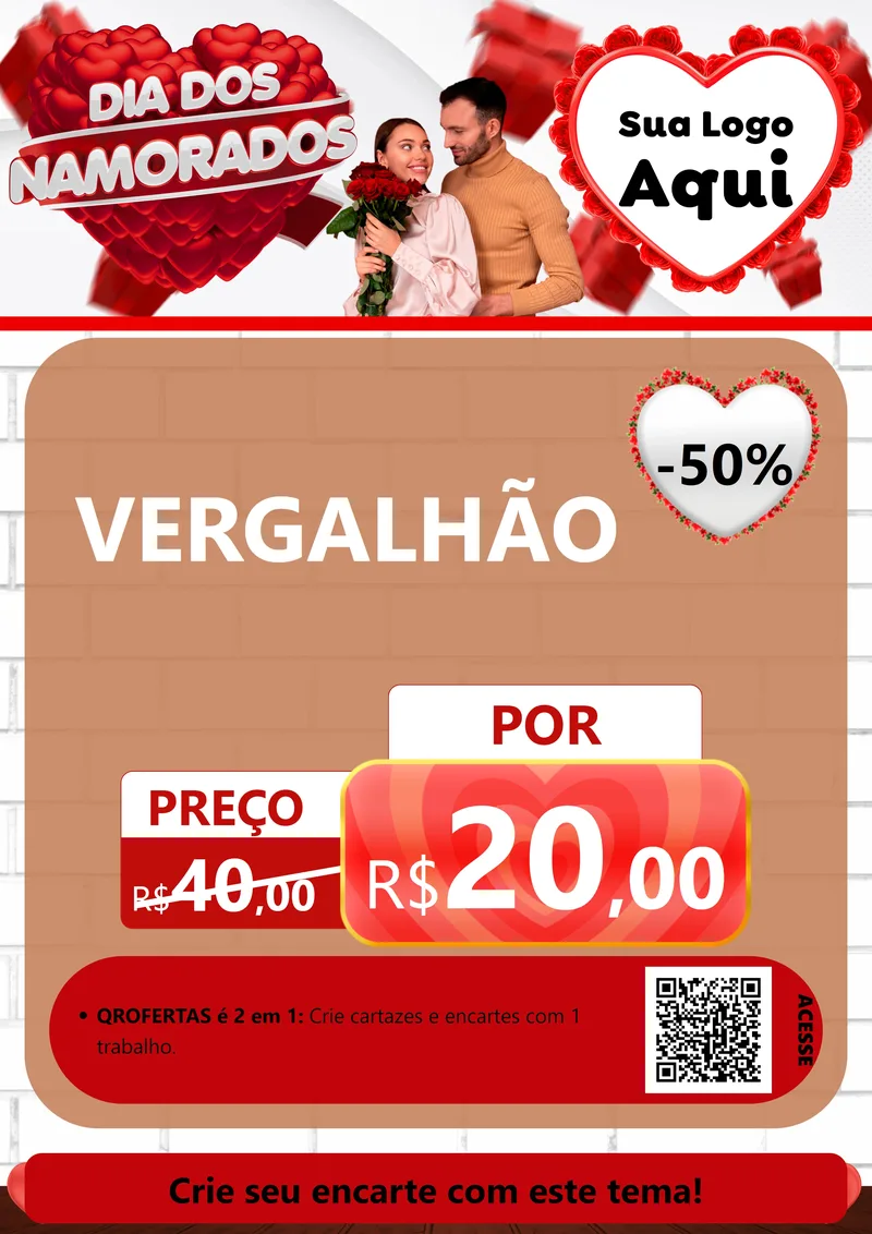 Modelo de Cartaz para Cartaz A4 Vertical com o tema Dia dos Namorados para Ferragens