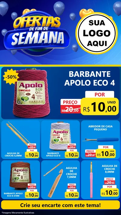 Modelo de Rede Social para Stories com o tema Ofertas de Fim de Semana para Armarinho e Aviamentos