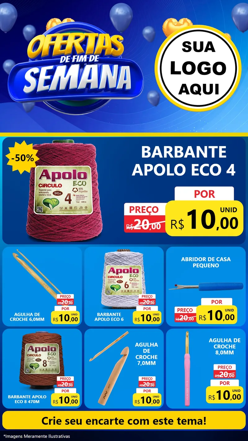 Modelo de Rede Social para Stories com o tema Ofertas de Fim de Semana para Armarinho e Aviamentos