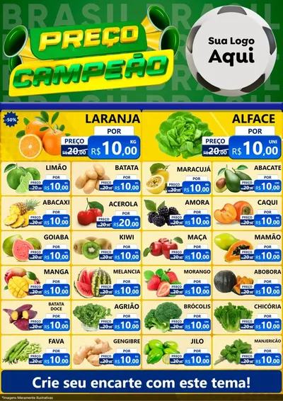 Modelo de Encarte para Encarte A4 Vertical com o tema Preço Campeão - Copa para Hortifrúti