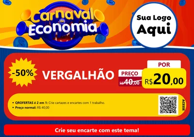 Modelo de Cartaz para Cartaz A4 Horizontal com o tema Carnaval da Economia para Ferragens