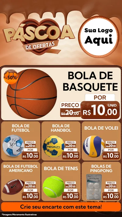 Modelo de Rede Social para Stories com o tema Páscoa de Ofertas para Artigos Esportivos