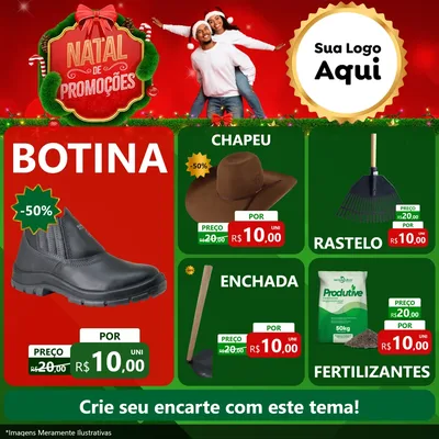Modelo de Rede Social para Feed Facebook com o tema Natal de Promoções para Agropecuária