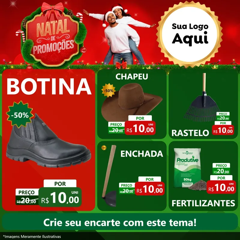 Modelo de Rede Social para Feed Facebook com o tema Natal de Promoções para Agropecuária