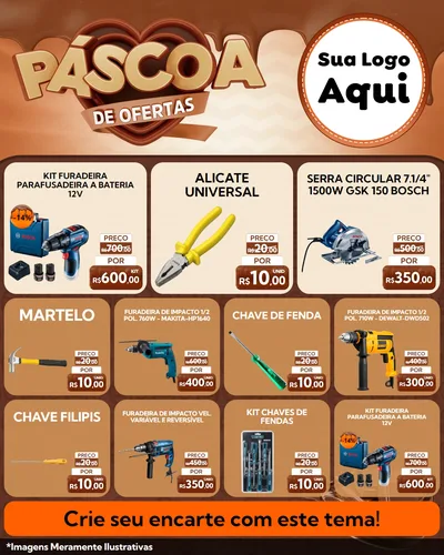 Modelo de Rede Social para Feed Instagram com o tema Páscoa de Ofertas para Maquinas e Ferramentas