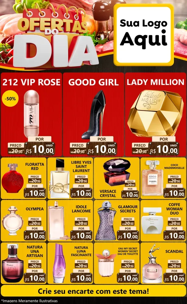 Modelo de Encarte para Encarte Grande com o tema Ofertas do Dia para Perfumes