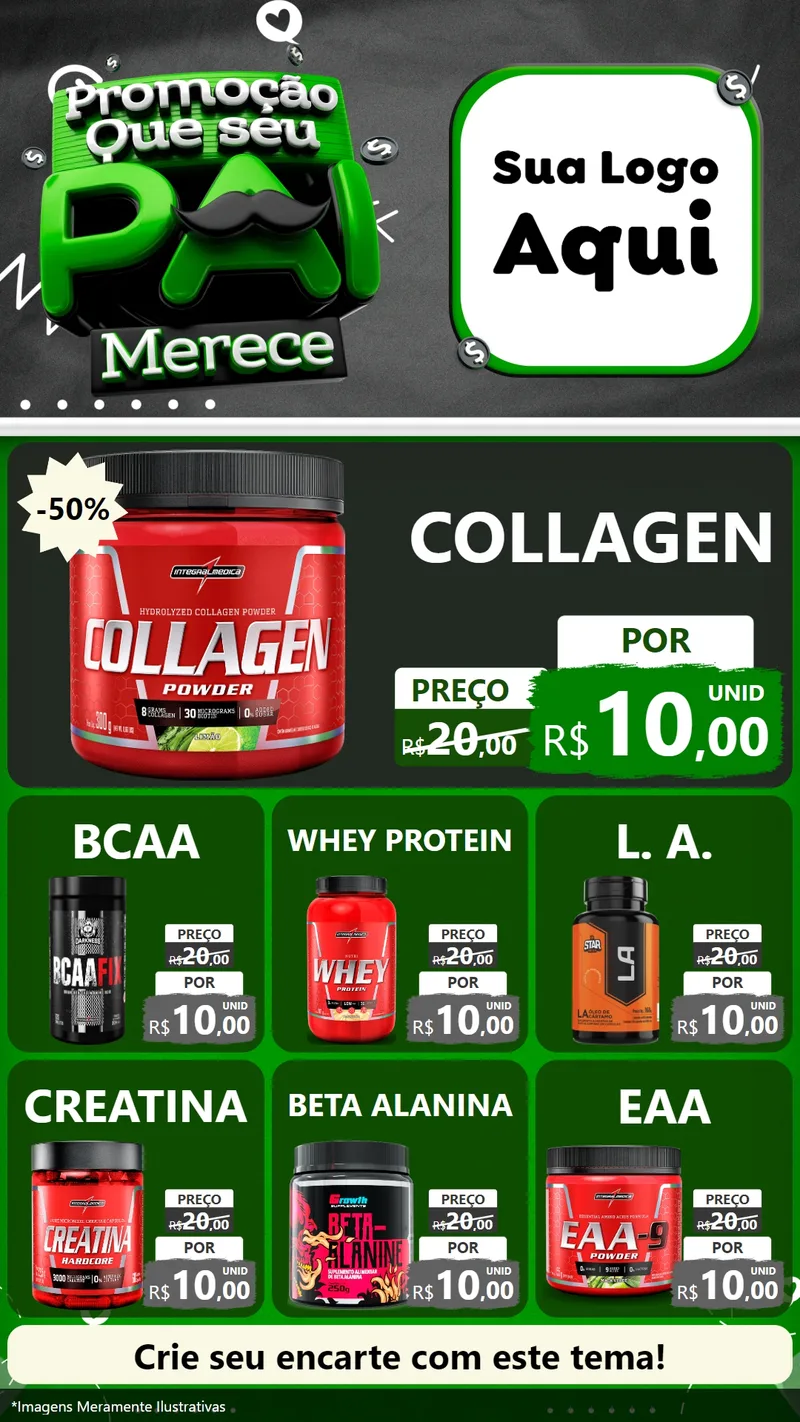 Modelo de Rede Social para Stories com o tema Promoção Que seu Pai Merece para Suplementos alimentares