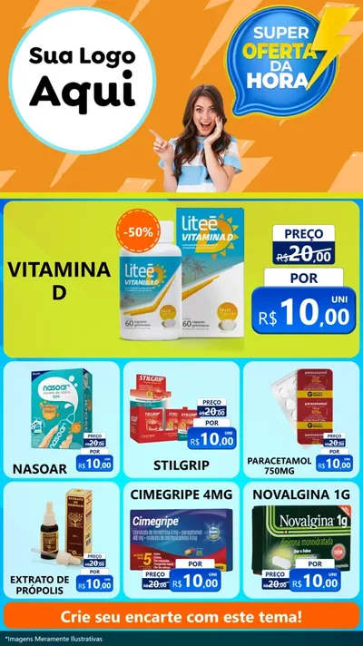 Modelo de Rede Social para Stories com o tema Super Oferta da Hora para Farmácia