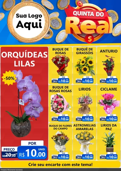 Modelo de Encarte para Encarte A4 Vertical com o tema Quinta do Real para Floricultura e jardim