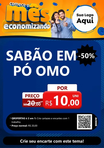 Modelo de Cartaz para Cartaz A4 Vertical com o tema Comece O Mês Economizando para Produtos de Limpeza