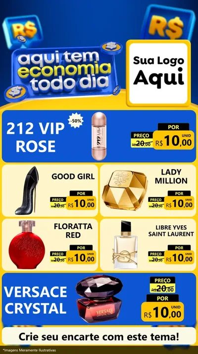Modelo de TV para TV Vertical com o tema Aqui Tem Economia Todo Dia para Perfumes