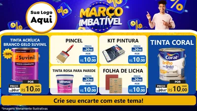 Modelo de TV para TV Horizontal com o tema Março Imbatível para Tintas e Ferramentas