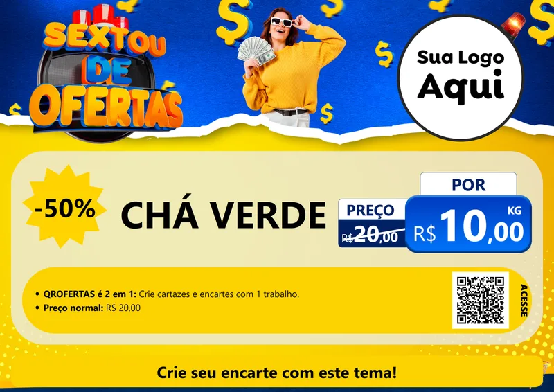 Modelo de Cartaz para Cartaz A4 Horizontal com o tema Sextou de Ofertas para Produtos Naturais