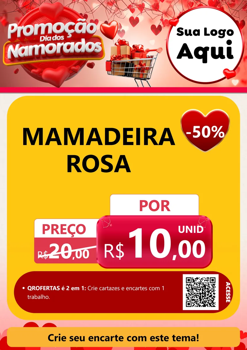 Modelo de Cartaz para Cartaz A4 Vertical com o tema Promoção Dia dos Namorados para Bebês