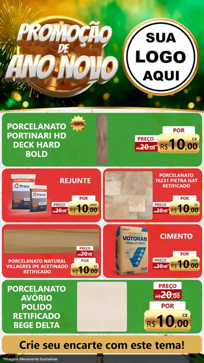 Modelo de TV para TV Vertical com o tema Promoção de Ano Novo para Pisos e revestimentos