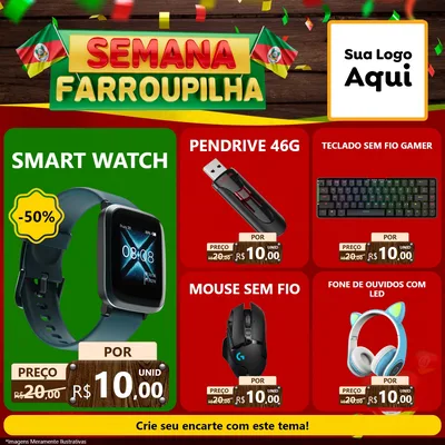 Modelo de Rede Social para Feed Facebook com o tema Semana Farroupilha para Informática