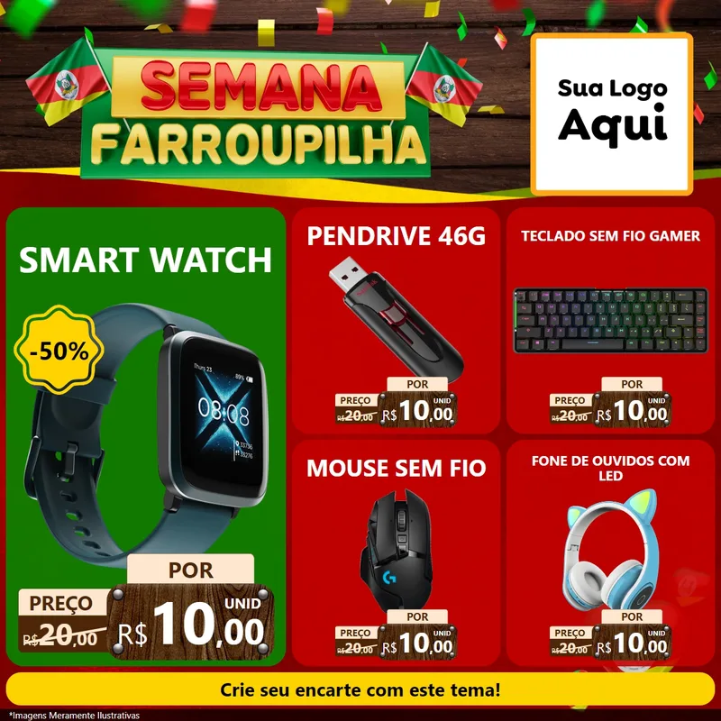 Modelo de Rede Social para Feed Facebook com o tema Semana Farroupilha para Informática