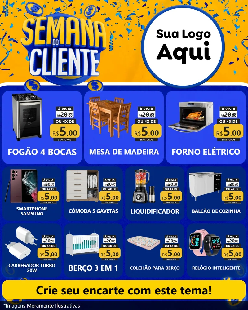 Modelo de Rede Social para Feed Instagram com o tema Semana do Cliente para Móveis e Eletro