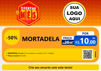 Modelo de Cartaz para Cartaz A4 Horizontal com o tema Ofertas do Mês para Frios e Laticínios