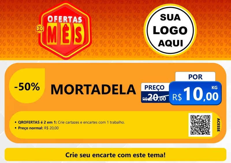Modelo de Cartaz para Cartaz A4 Horizontal com o tema Ofertas do Mês para Frios e Laticínios