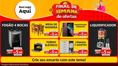 Modelo de TV para TV Horizontal com o tema Final de Semana de Ofertas para Móveis e Eletro