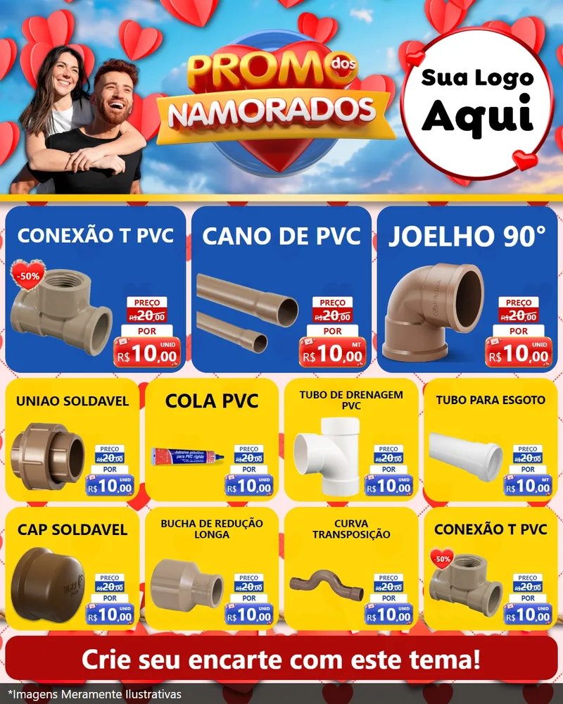 Modelo de Rede Social para Feed Instagram com o tema Promo dos Namorados para Tubos e conexões