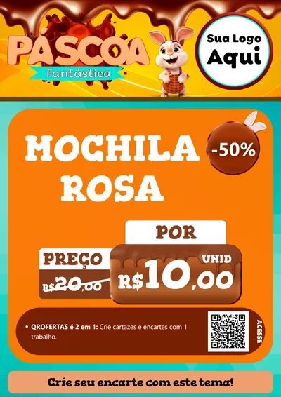 Modelo de Cartaz para Cartaz A4 Vertical com o tema Páscoa Fantástica para Papelaria