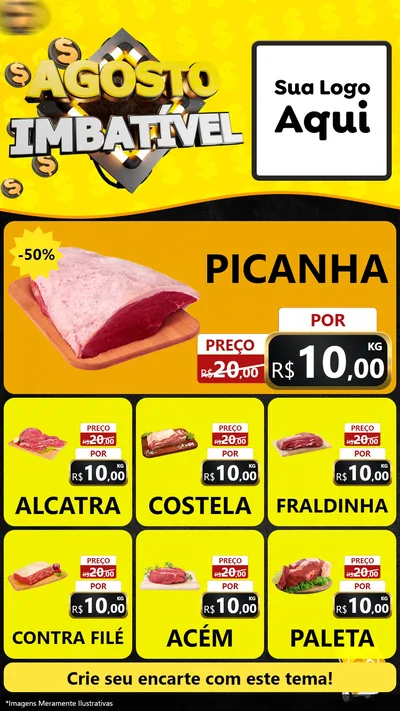 Modelo de Rede Social para Stories com o tema Agosto Imbatível para Açougue