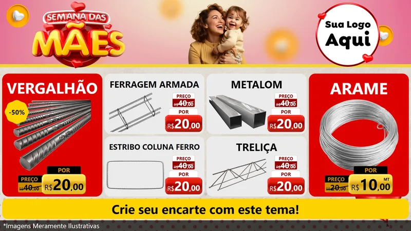 Modelo de TV para TV Horizontal com o tema Semana das Mães para Ferragens