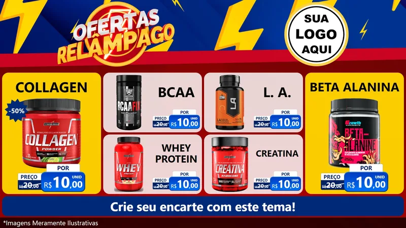 Modelo de TV para TV Horizontal com o tema Ofertas Relâmpago para Suplementos alimentares